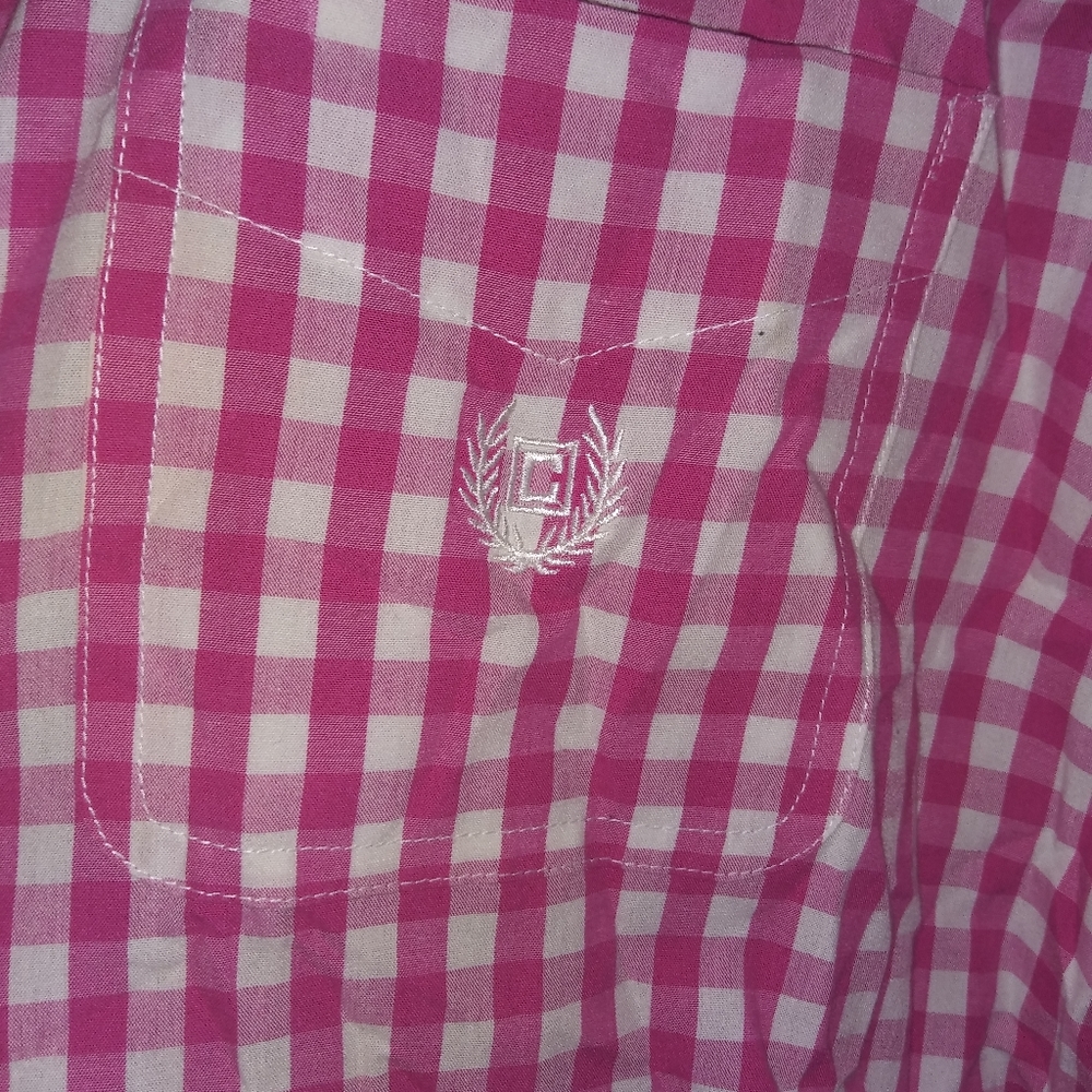 CHAPS Pink & White Buttons  Gingham Long Sleeves Shirt XL Easy Care - Picture 4 of 11